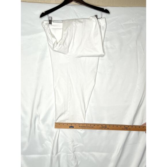 Eileen fisher size PM white pants stretchy button-fly pockets waist cropped - Picture 8 of 13